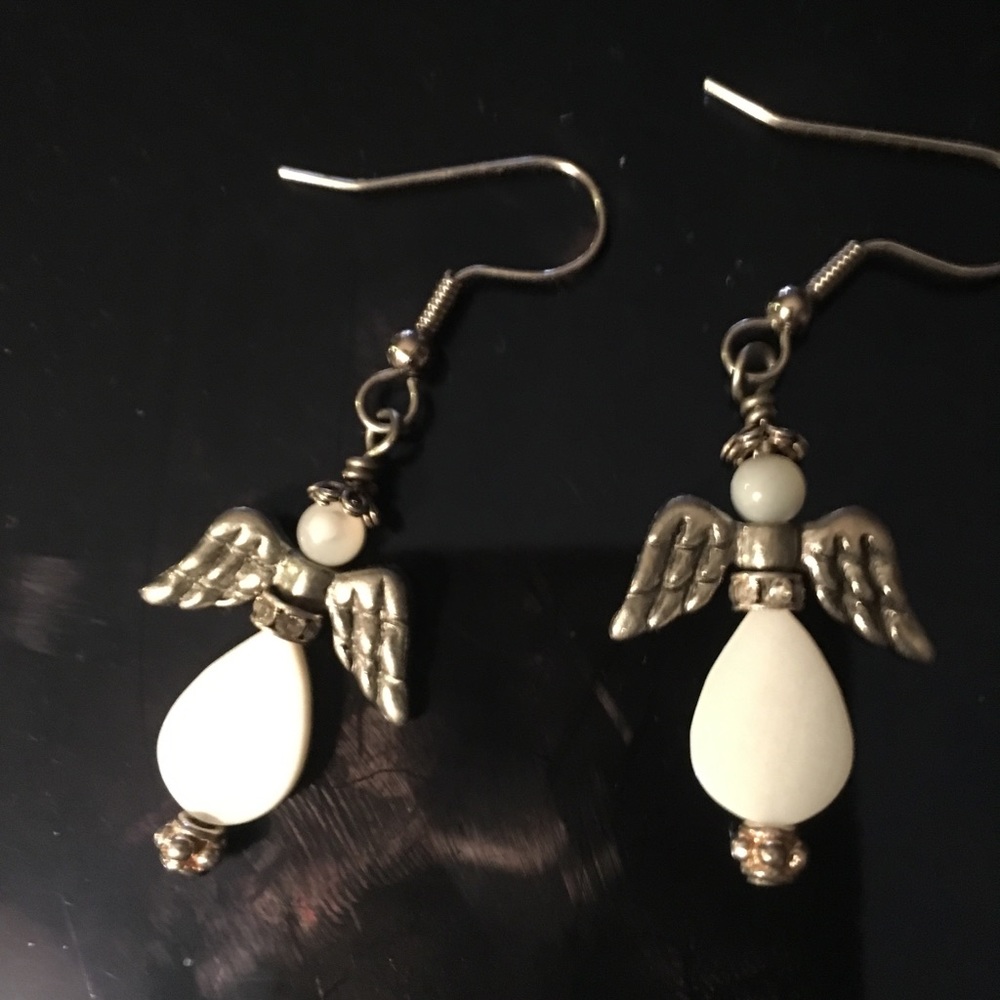 Handcrafted angel gemstone earrings